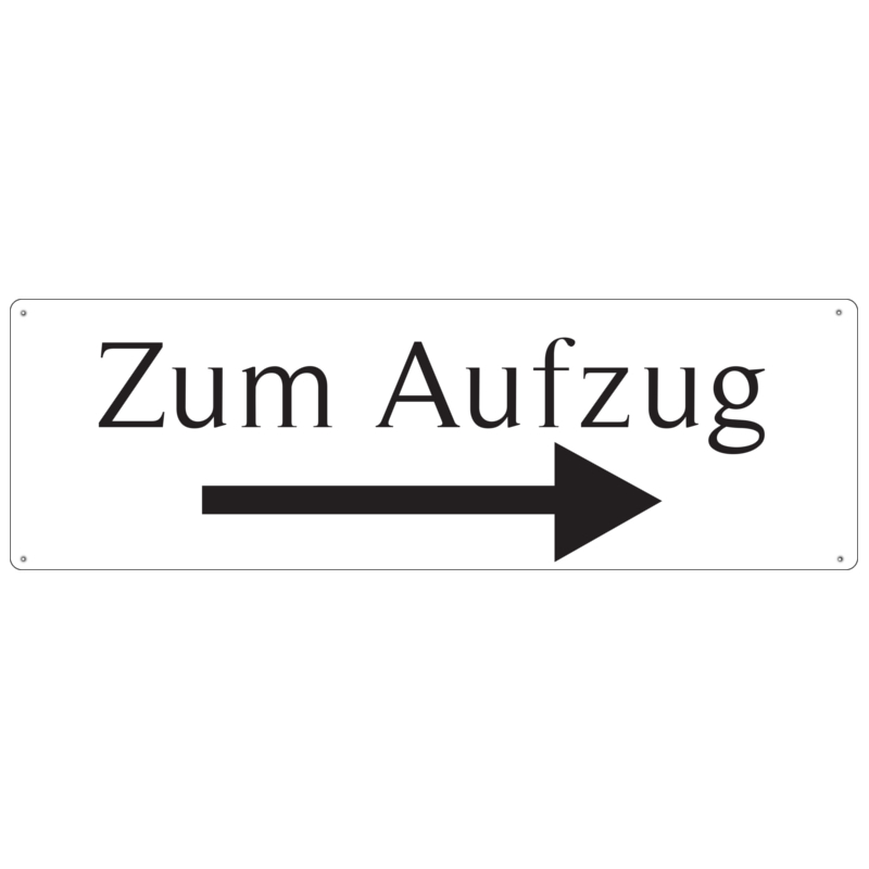 METALLSCHILD Blechschild Türschild ZUM AUFZUG RECHTS Hotel Elevator Fahrstuhl