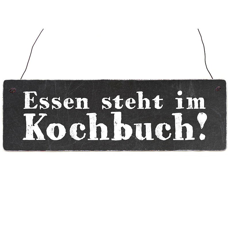 WENDESCHILD Holzschild ESSEN STEHT IM KÜHLSCHRANK / IM KOCHBUCH Dekoschild Küche