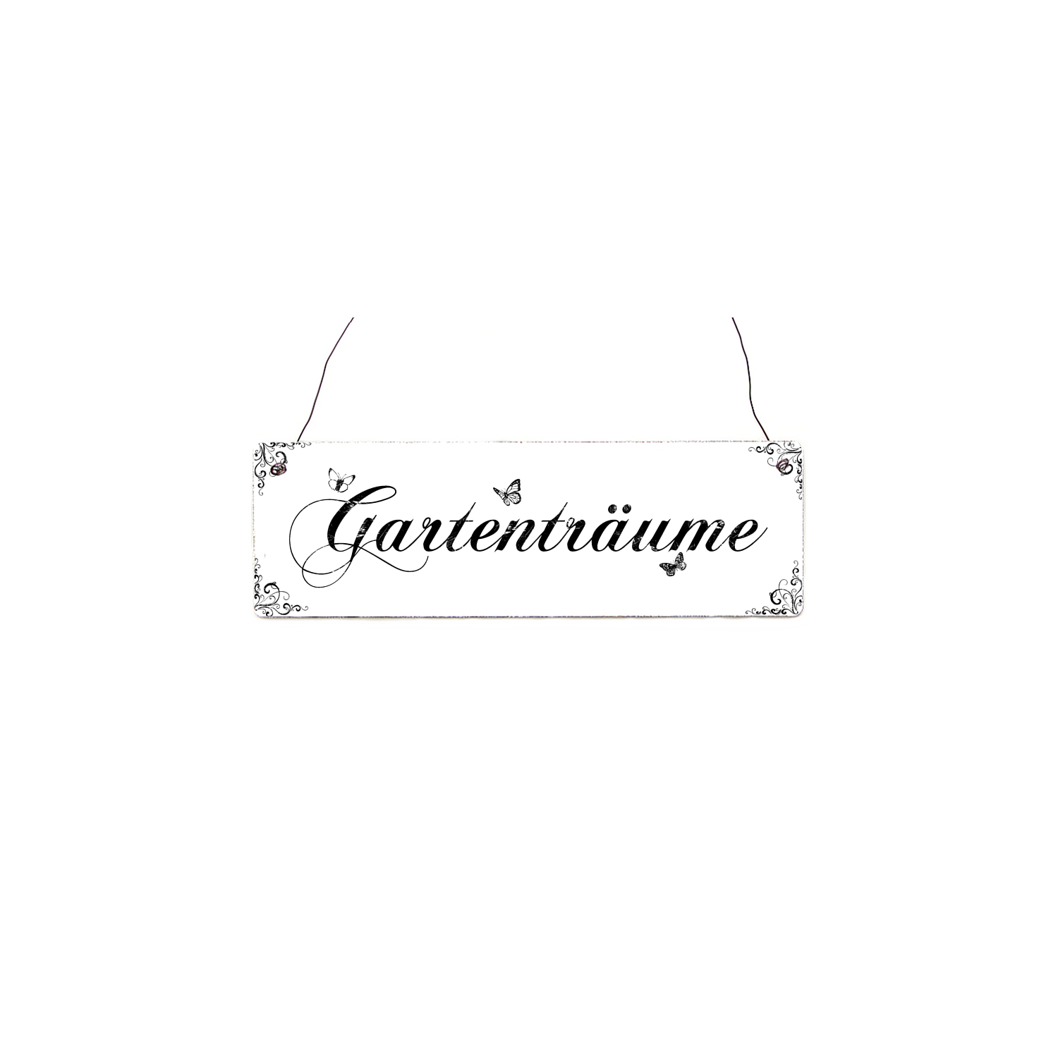 Holzschild Shabby Chic Vintage Türschild GARTENTRÄUME Dekoschild Geschenk weiß