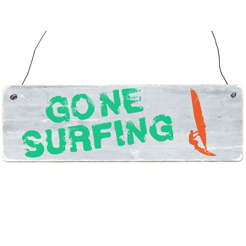 Holzschild Shabby Vintage Retro GONE SURFING "1" Strand See Meer Geschenk Surfer
