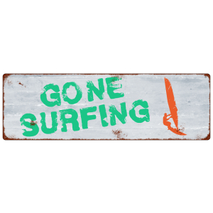 "METALLSCHILD Shabby Vintage Blechschild GONE SURFING "1" Geschenk Surfer Retro-Style