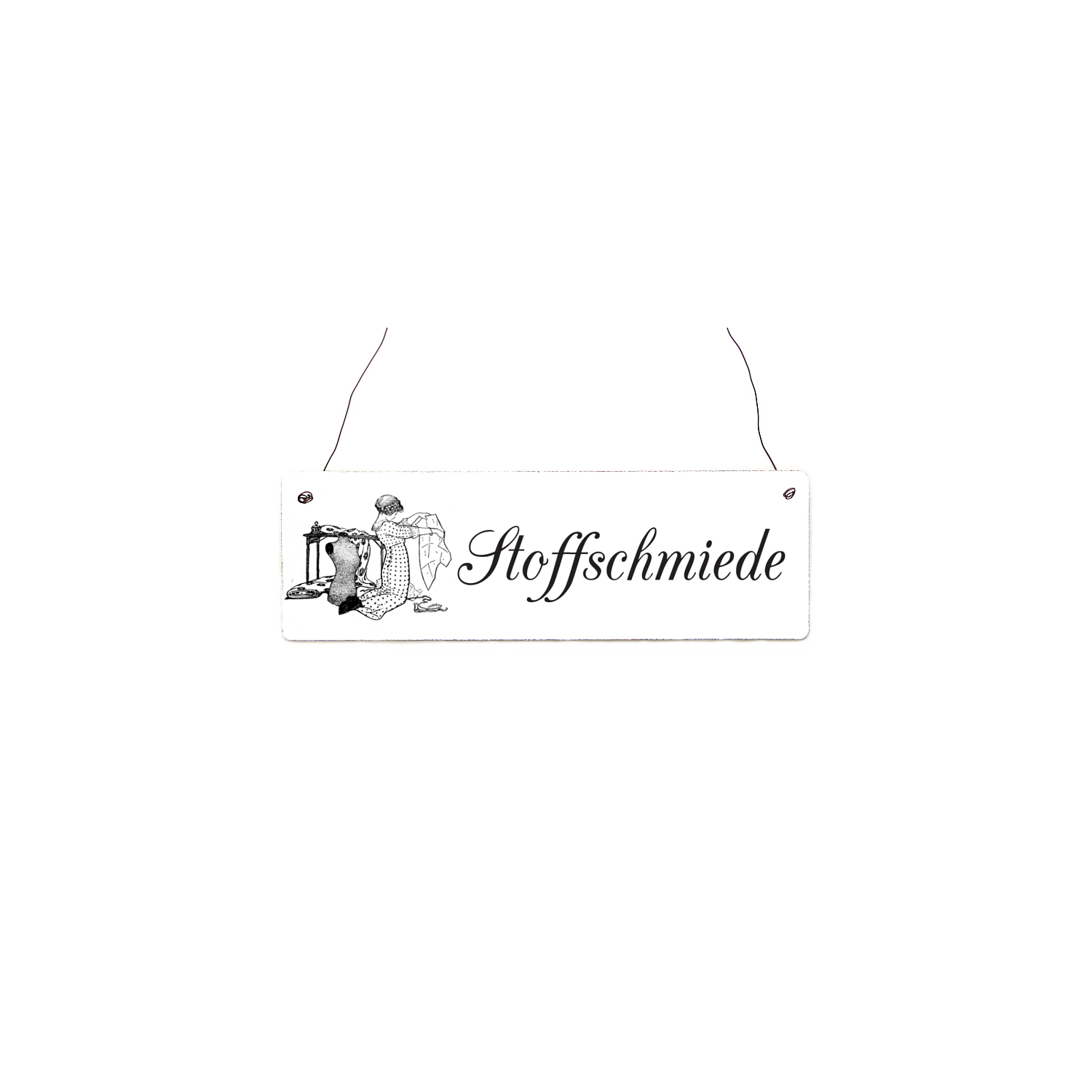 Holzschild Shabby Chic Vintage Türschild STOFFSCHMIEDE Handarbeit Atelier Nähen
