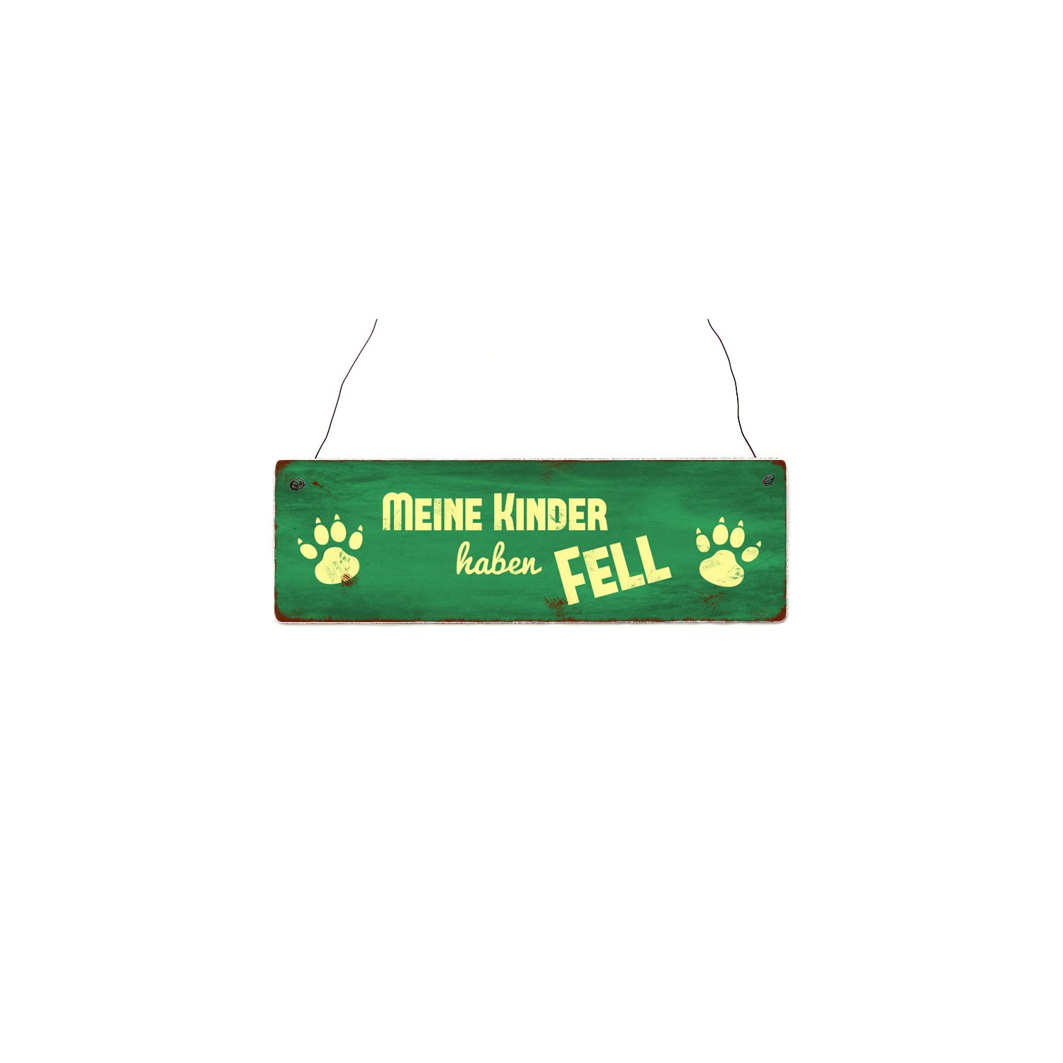 Holzschild Shabby Chic Vintage Türschild MEINE KINDER HABEN FELL "2" Hund Tiere