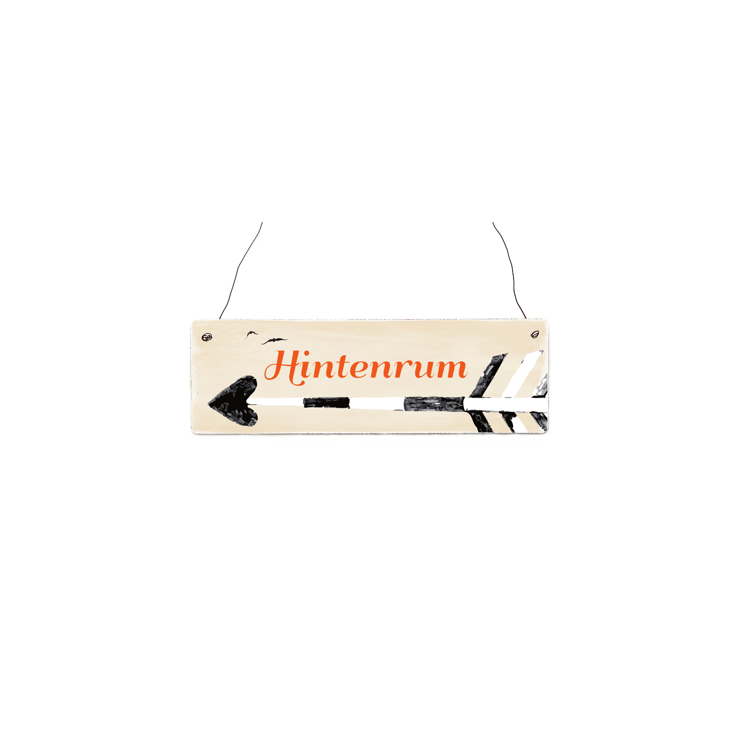 Holzschild Shabby Chic Vintage Türschild HINTENRUM "LINKS" Haus Deko Wegweiser