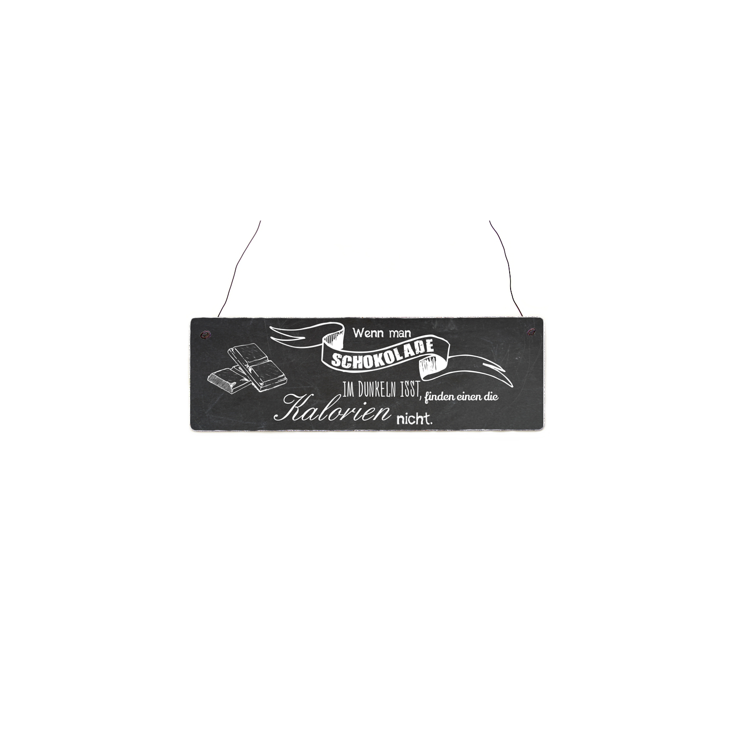 Holzschild Shabby Chic Vintage Türschild WENN MAN SCHOKOLADE IM DUNKELN ISST