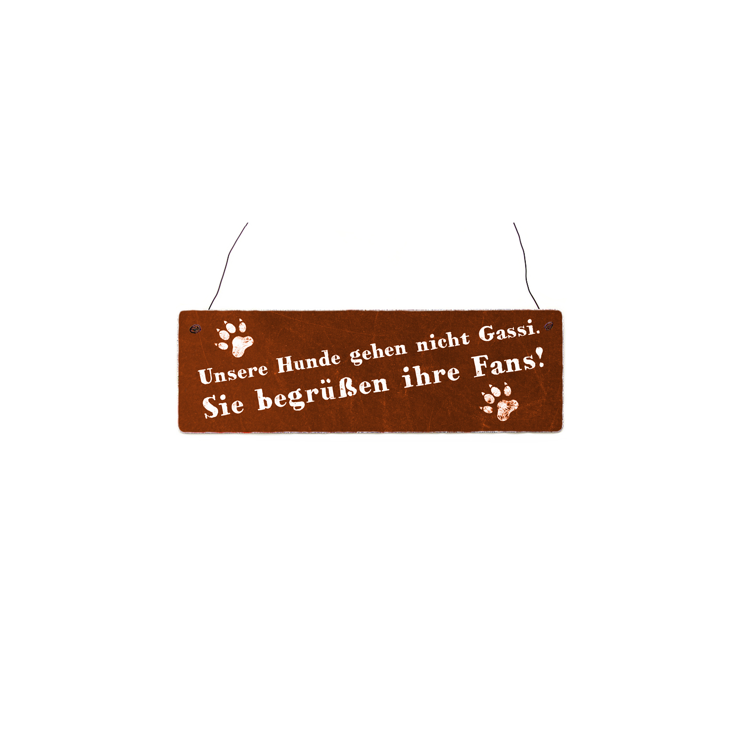 Holzschild Shabby Vintage Dekoschild UNSERE HUNDE GEHEN NICHT GASSI Shabby