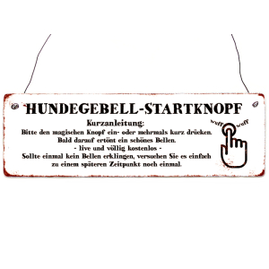 HOLZSCHILD Türschild HUNDEGEBELL-STARTKNOPF *SHABBY-WEISS* Klingelschild Hund