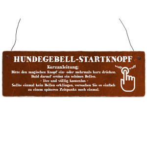 HOLZSCHILD Türschild HUNDEGEBELL-STARTKNOPF *ROST*...