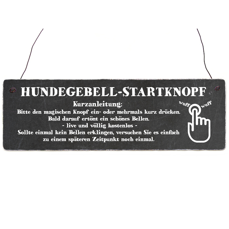 HOLZSCHILD Türschild HUNDEGEBELL-STARTKNOPF *SCHWARZ* Klingelschild Hund Geschenk