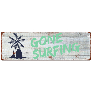 METALLSCHILD Shabby Vintage Blechschild GONE SURFING "2" Surfer Retro-Style