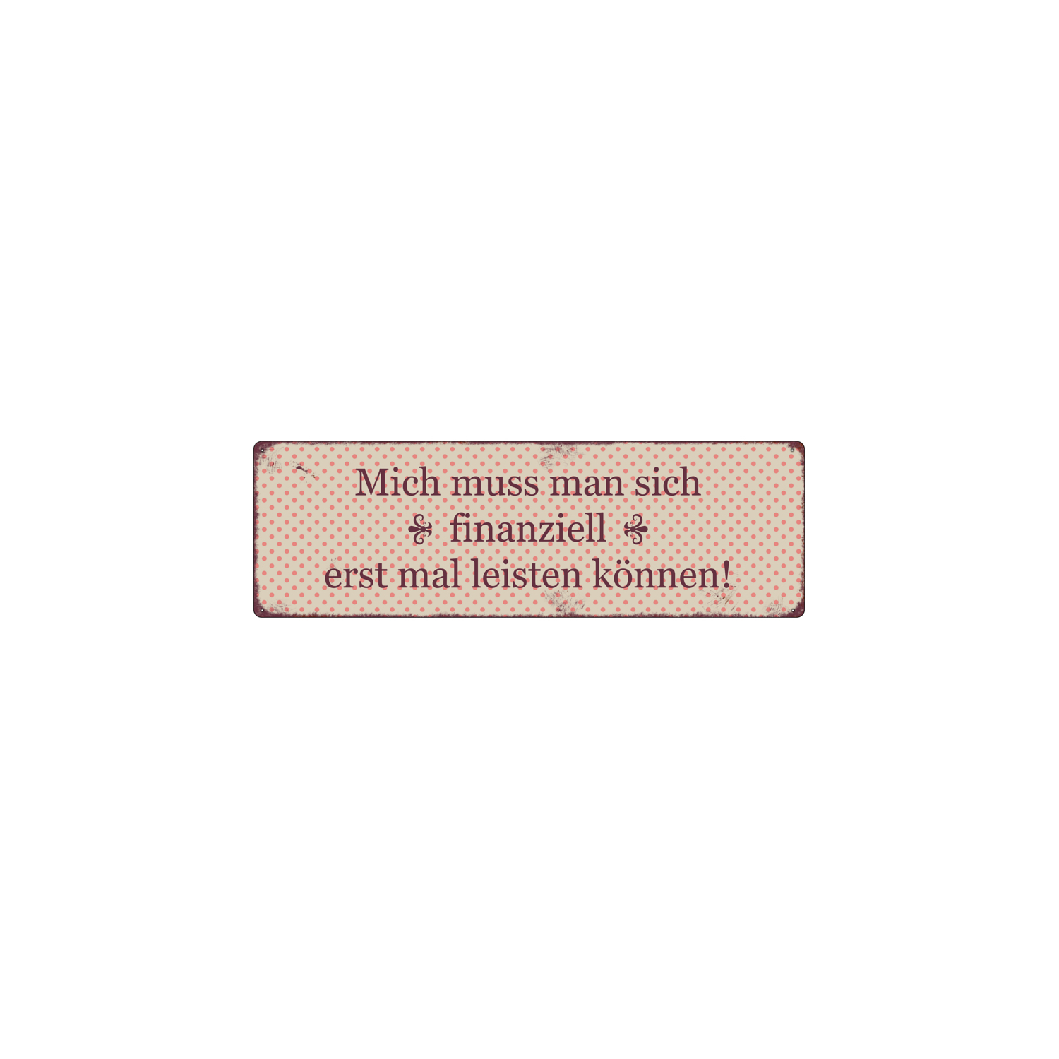 Shabby Vintage METALLSCHILD Blechschild Türschild MICH MUSS MAN SICH FINANZIELL