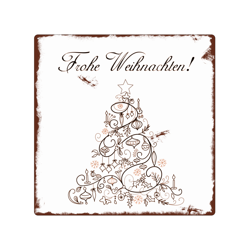 20x20cm METALLSCHILD Blechschild FROHE WEIHNACHTEN [Baum] Winter Geschenke