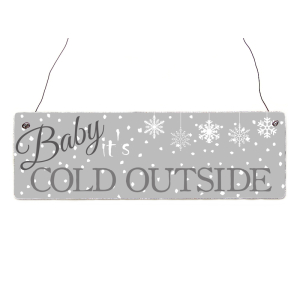 INTERLUXE Holzdekoschild BABY IT?S COLD OUTSIDE Weihnachten Deko Shabby Vintage