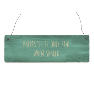 INTERLUXE Holzdekoschild HAPPINESS IS ONLY REAL WHEN...