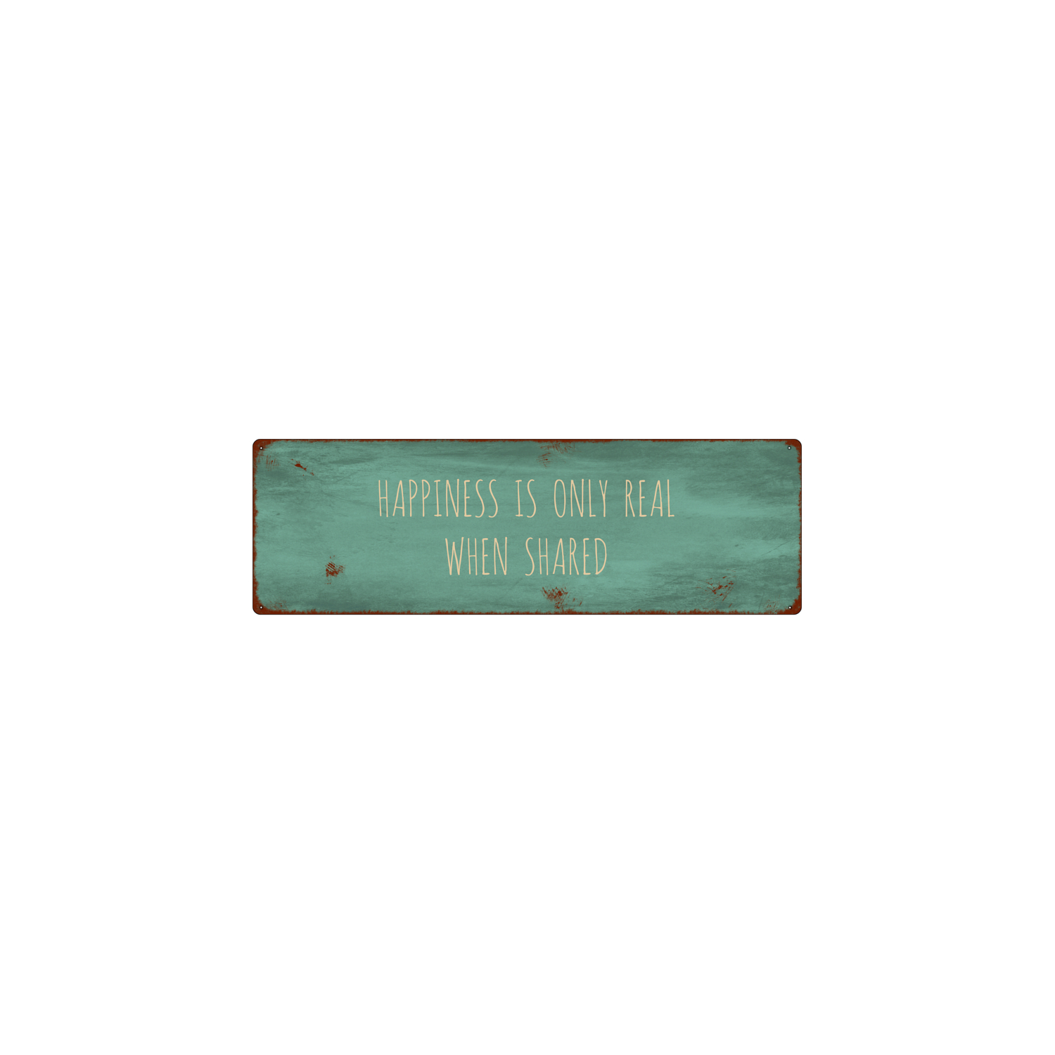 INTERLUXE METALLSCHILD Shabby Blechschild HAPPINESS IS ONLY REAL WHEN SHARED