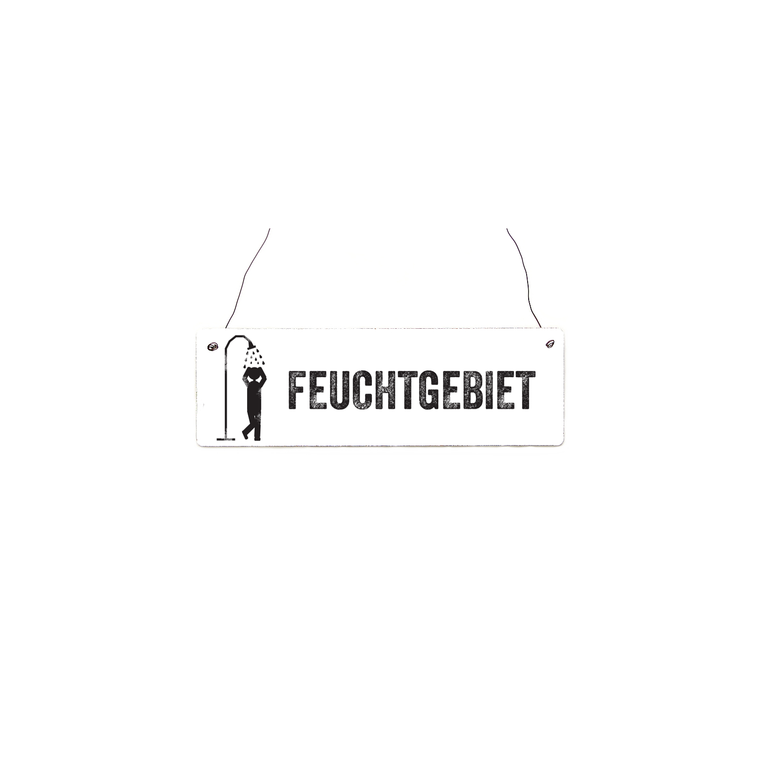 INTERLUXE Holzdekoschild FEUCHTGEBIET Duschraum Geschenk Vintage Dekoration