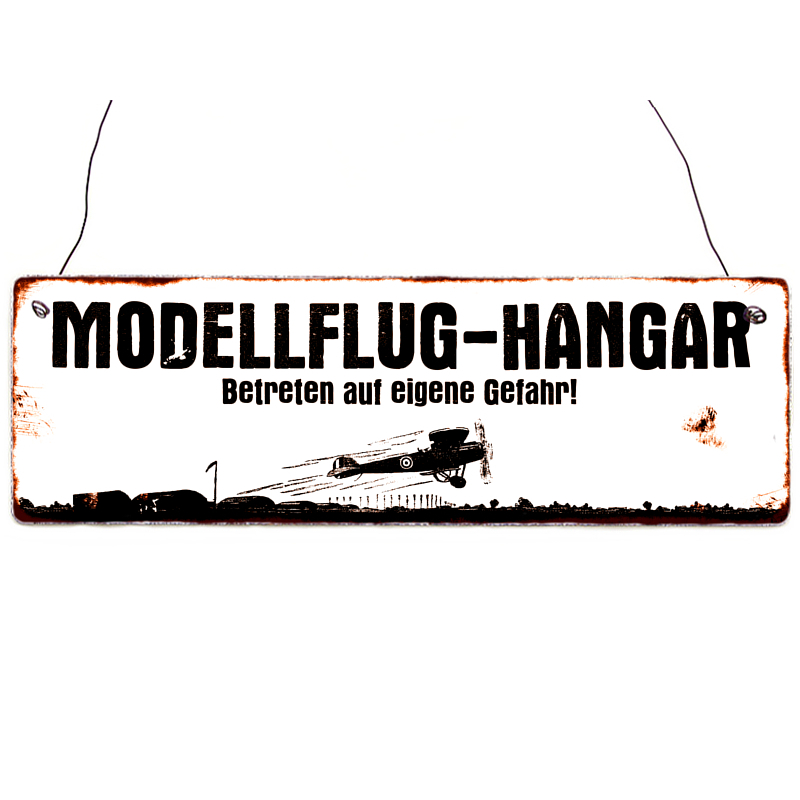 INTERLUXE Holzschild MODELLFLUG-HANGAR Modellbau Club Modellflieger RC-Pilot