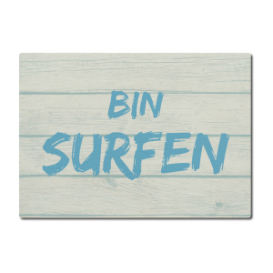 LUXECARDS POSTKARTE Holzpostkarte BIN SURFEN Grußkarte Surfer Naturholz