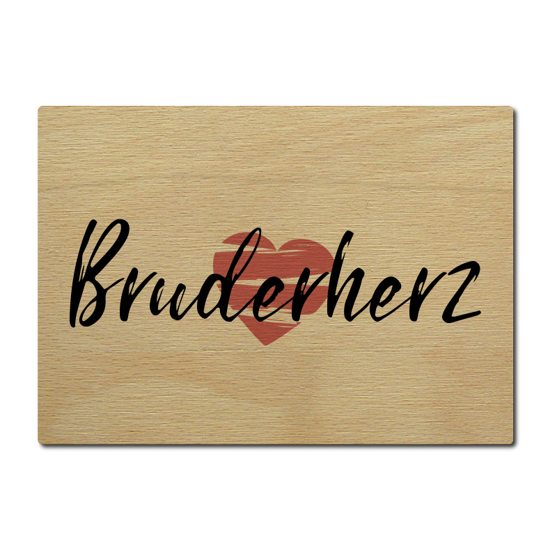 LUXECARDS POSTKARTE aus Holz BRUDERHERZ Grußkarte Geschenk Geschwister