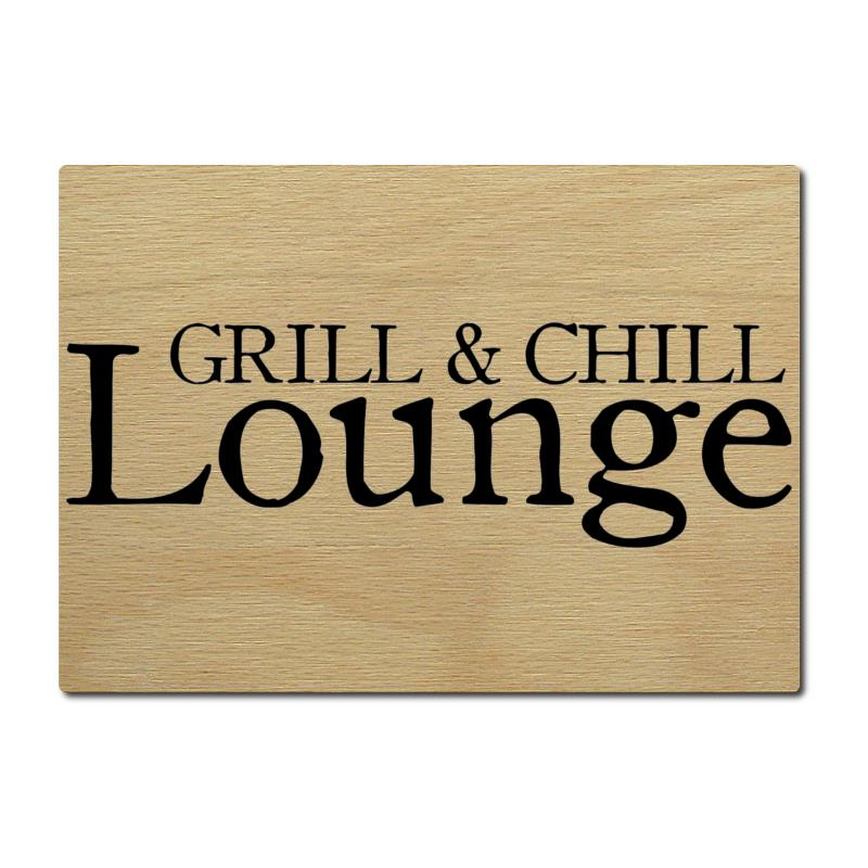 LUXECARDS POSTKARTE aus Holz GRILL & CHILL LOUNGE Sommer Grillen Party Einladung