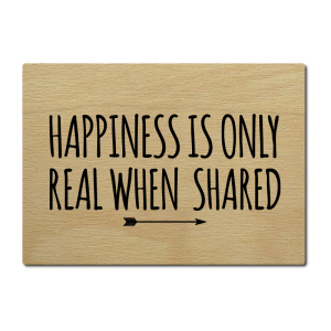 LUXECARDS POSTKARTE aus Holz HAPPINESS IS ONLY REAL Geschenk Spruchkarte