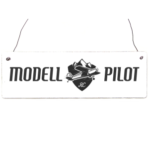INTERLUXE Holzschild MODELL PILOT Modellbau Modellflieger Geschenk Shabby