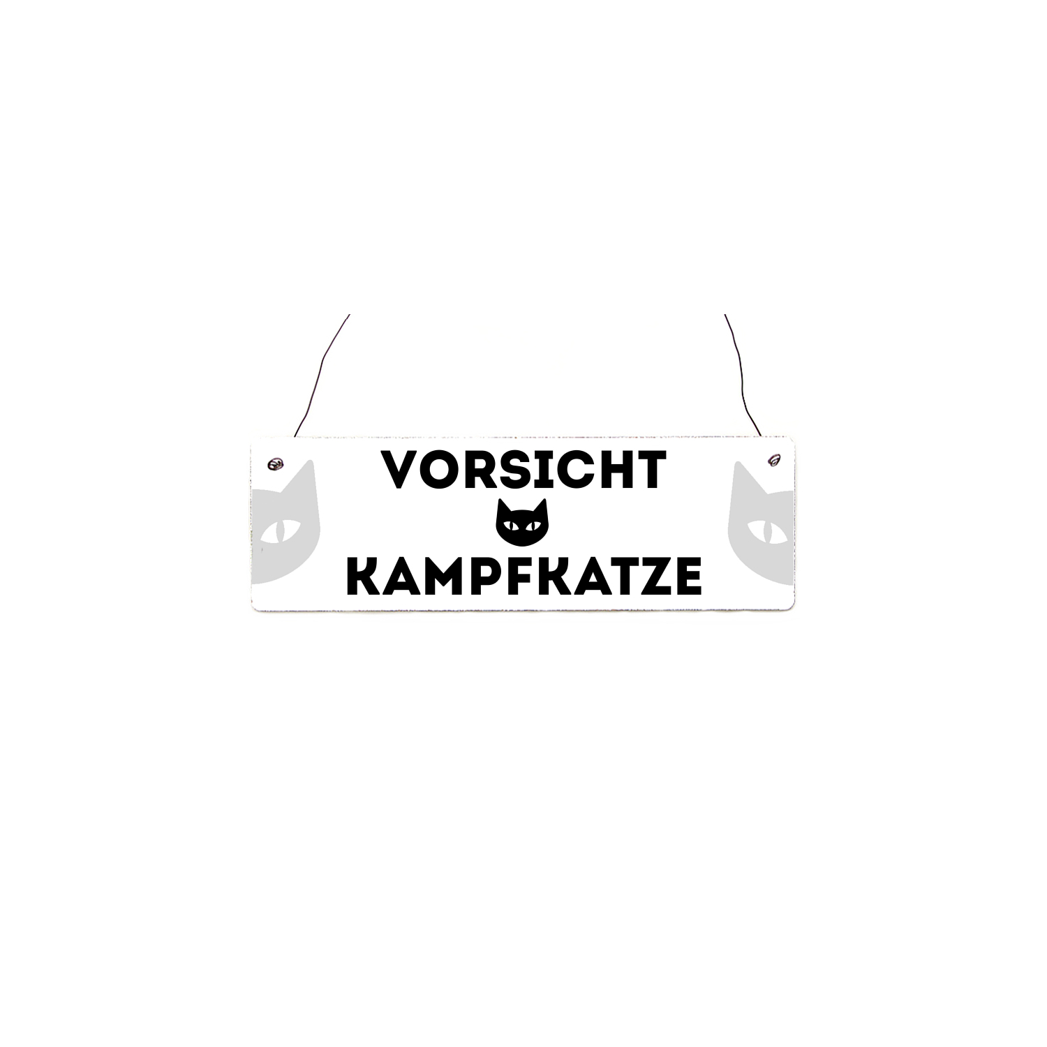 INTERLUXE Holzschild KAMPFKATZE Lustig Haustier Geschenk Shabby Türschild Katze