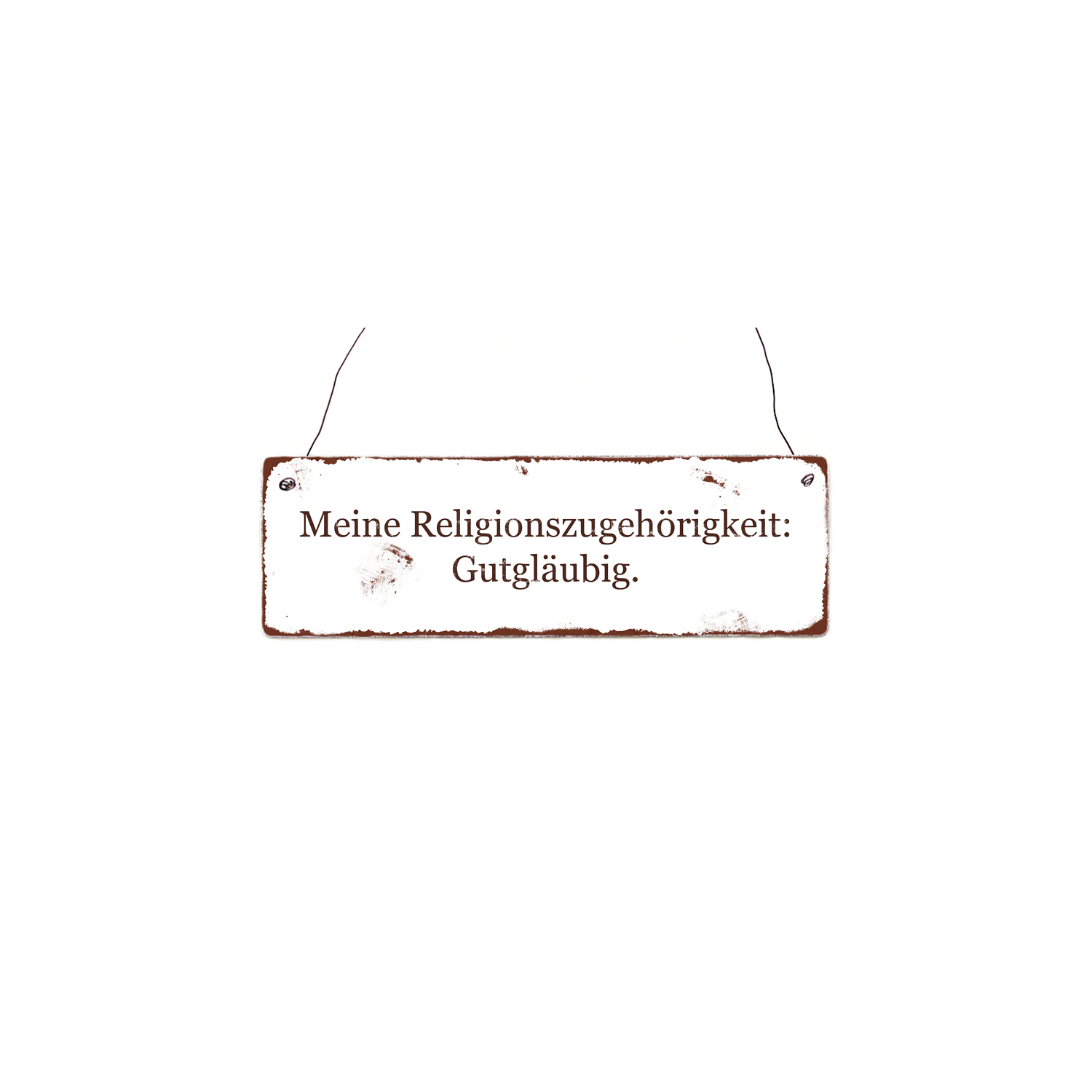 INTERLUXE Holzschild MEINE RELIGIONSZUGEHÖRIGKEIT Lustig Geschenk Shabby