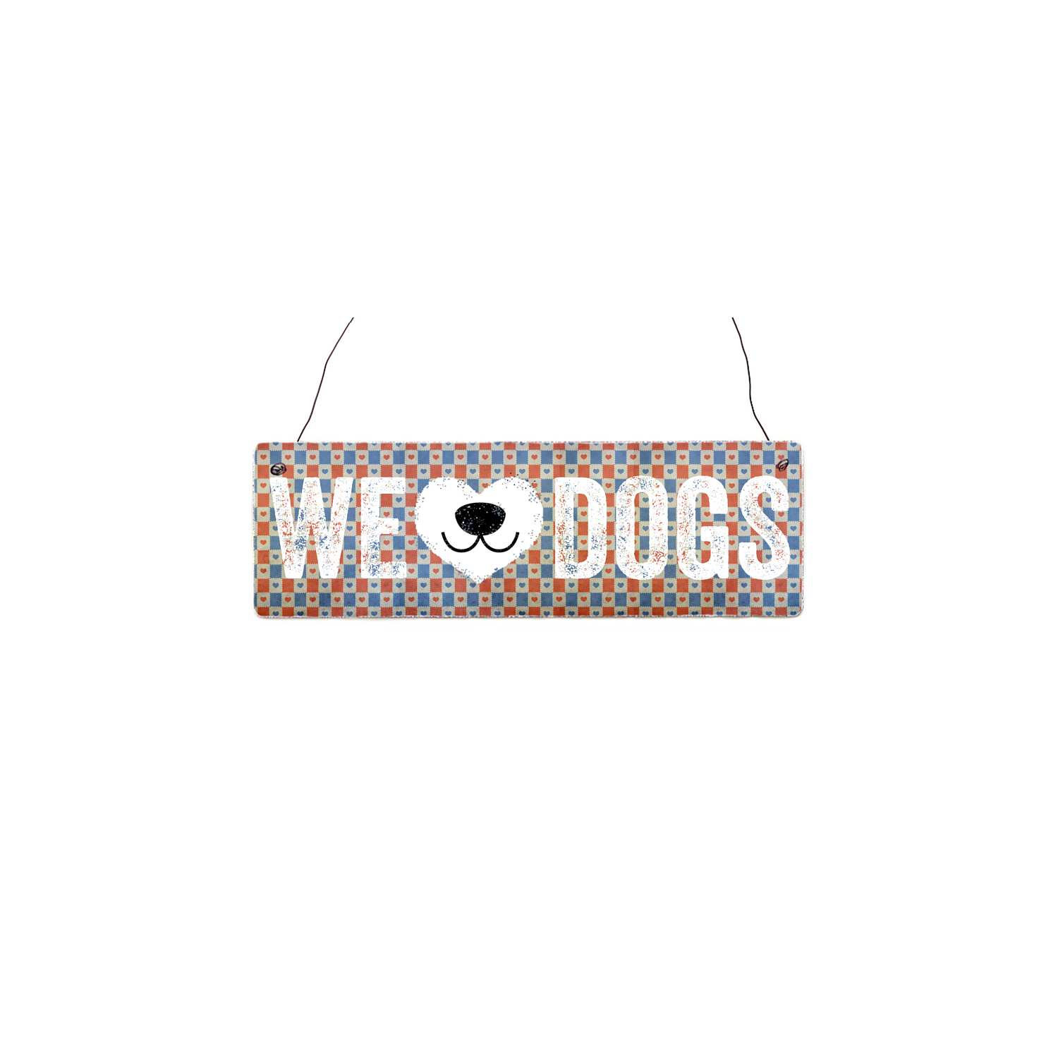INTERLUXE Holzschild WE LOVE DOGS Hund Tierisch Geschenk Shabby Haustier Vintage