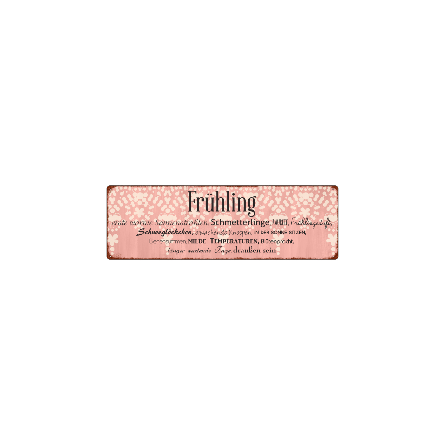 METALLSCHILD Blechschild FRÜHLING ERSTE WARME SONNENSTRAHLEN Deko Geschenk