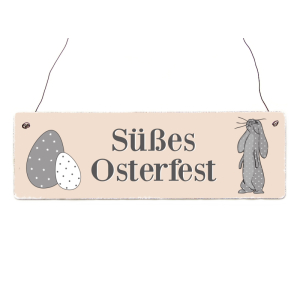 INTERLUXE Holzschild SÜSSES OSTERFEST Ostern Frühling Vintage Geschenk Dekoration