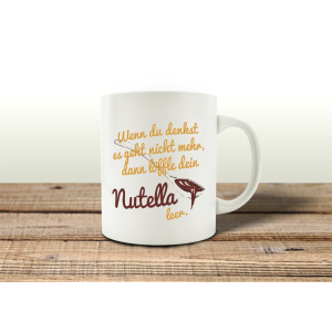TASSE Kaffeebecher WENN DU DENKST Nutella Spruch Lustig Motiv Geschenk