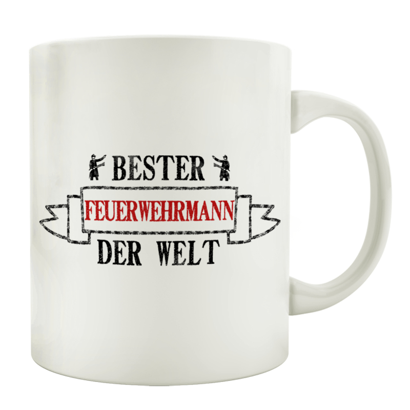 TASSE Kaffeebecher BESTER FEUERWEHRMANN Geschenk Spruch Motiv Shabby Hobby