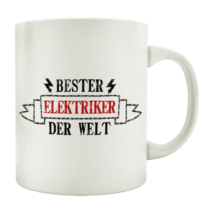 TASSE Kaffeebecher BESTER ELEKTRIKER Geschenk Spruch Motiv Job Arbeit Hobby