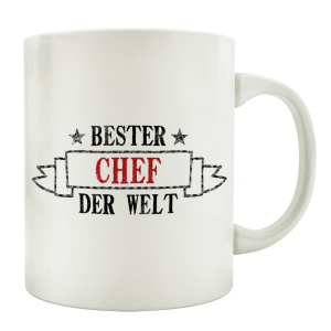 TASSE Kaffeebecher BESTER CHEF Geschenk Spruch Motiv Job Arbeit Büro Mitarbeiter