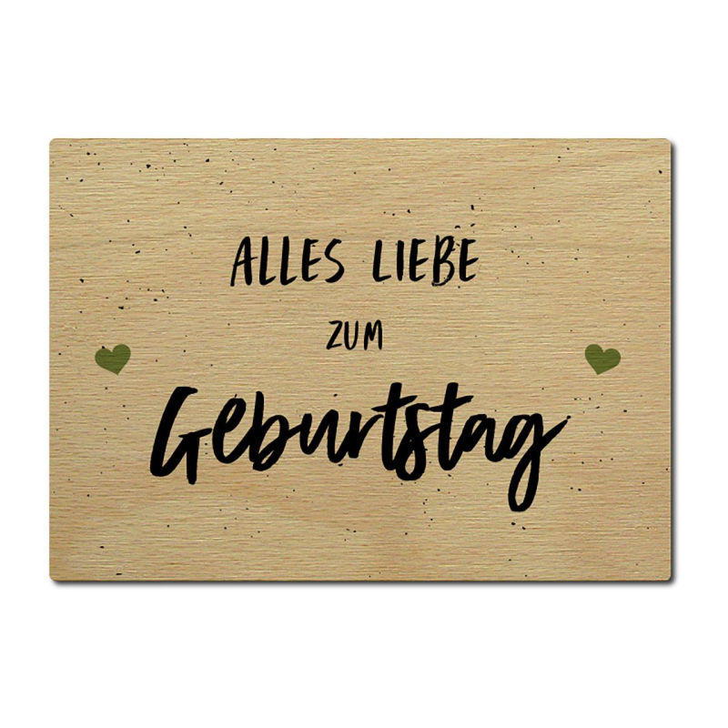Interluxe Postkarte aus Holz Alles Liebe zum Geburtstag Karte Geschenk Gruß