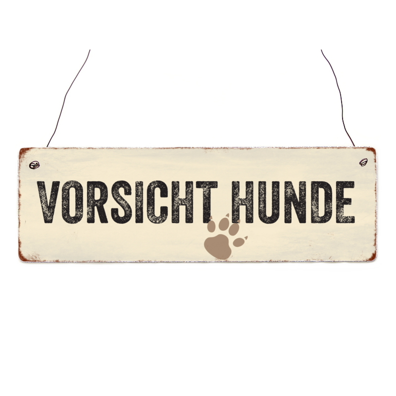 INTERLUXE Holzschild VORSICHT *HUNDE* Haustier Warnschild Deko Zwinger Tor